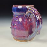 Handmade Ceramic Coffee Mug:  Purple Red Slip Trail Dot Bump Stoneware Pottery -  item 3862 - Image 2