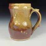 Handmade Stoneware Coffee Mug: Iron Red with White Ash Glaze, Bamboo Slip-Trailed Bump Pottery Tea Mug - item 3641 - Image 2