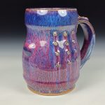 Handmade Ceramic Coffee Mug:  Purple Red Slip Trail Dot Bamboo Stoneware Pottery - item 3852 - Image 3
