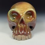 Handmade Stoneware Wheel-Thrown Skull Sculpture:  Iron Red with White Ash Art Pottery Decoration - item 3826 - Image 6