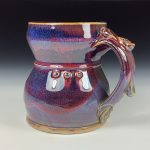 Handmade Stoneware Coffee Mug: Purple Glaze, Slip Trail Dotted Pottery Tea Mug - item 3667 - Image 2