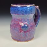 Handmade Stoneware Coffee Mug: Purple Red Glaze, Slip Dotted Bump Pottery Tea Mug-  item 3859 - Image 3