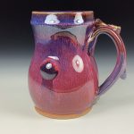 Handmade Stoneware Coffee Mug: Purple Glaze, Slip Trail Dotted with Bump Pottery Tea Mug - item 3653 - Image 2