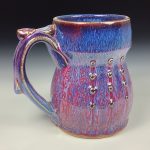 Handmade Stoneware Coffee Mug: Purple Red Glaze, Slip Dotted Bump Pottery Tea Mug-  item 3859