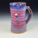 Handmade Ceramic Coffee Mug:  Purple Red Slip Trail Dot Bump Stoneware Pottery - item 3799 - Image 3