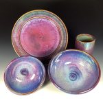 Handmade ceramic artisanal pottery dinnerware stoneware single plate setting - Purple item 3892 - Image 3