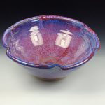 Handmade ceramic artisanal pottery bowls dinnerware stoneware serving bowls centerpiece - Medium purple scalloped rim serving bowl 3677