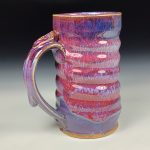 Handmade Stoneware Coffee Mug: Purple Red Glazed with Wiggle Ceramic Pottery - Item 3861