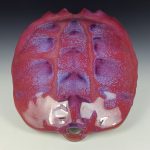 Handmade ceramic stoneware pottery - decorative wall handing sculpture - red purple turtle shell 3637 - Image 3