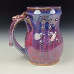 Handmade Stoneware Coffee Mug: Purple Glaze, Slip Trail Dotted with Bump Pottery Tea Mug - item 3653