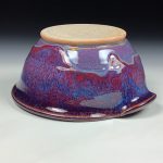 Handmade Ceramic Stoneware Spiral Deep Spoon Rest - Purple Red Glaze with Dotted Rim - item 3871 - Image 3