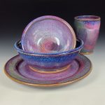 Handmade ceramic artisanal pottery dinnerware stoneware single plate setting - Purple item 3894