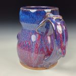 Handmade Stoneware Coffee Mug: Purple Red Glaze, Slip Dotted Bump Pottery Tea Mug - item 3860 - Image 2