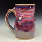 Handmade Stoneware Coffee Mug: Dark Red Purple Glaze, Bump - item 3633 - Image 2