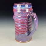 Large Handmade Stoneware Coffee Mug: Purple Red Glaze, Bamboo Wiggle - item 3730 - Image 2