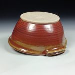 Handmade Ceramic Stoneware Spiral Deep Spoon Rest - Iron Red with White Ash Glaze with Dotted Rim - item  3870 - Image 3