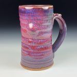Handmade Stoneware Coffee Mug: Purple Red Glaze, Slip Dotted Bump Wiggle Pottery Tea Mug - item 3797 - Image 3