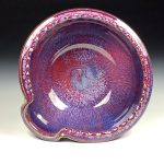 Handmade Ceramic Stoneware Spiral Deep Spoon Rest - Deep Red Glaze with Dotted Rim - item 3875 - Image 2