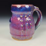 Handmade Ceramic Coffee Mug:  Purple Red Slip Trail Dot Bump Stoneware Pottery -  item 3862 - Image 3