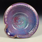 Handmade Ceramic Stoneware Spiral Deep Spoon Rest - Purple Red Glaze with Dotted Rim - item 3873 - Image 2
