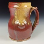 Handmade Stoneware Coffee Mug: Iron Red with White Ash Glaze, Slip-Dotted Bump Pottery Tea Mug- item 3640 - Image 2