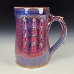 Handmade Stoneware Coffee Mug: Red Purple Glaze, Slip-Dotted Bump - item 3632 - Image 2