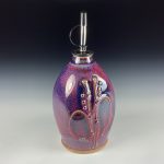 Handmade Ceramic Olive Oil Dispenser: Purple Red Dotted Stoneware Cruet - item 3842