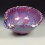 Handmade Ceramic Stoneware Spiral Deep Spoon Rest - Purple Red Glaze with Dotted Rim - item 3869