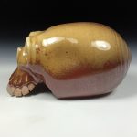 Handmade Stoneware Wheel-Thrown Skull Sculpture:  Iron Red with White Ash Art Pottery Decoration - item 3826 - Image 4