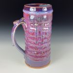 Large Handmade Stoneware Coffee Mug: Purple Red Glaze, Wiggle Bump - item 3714