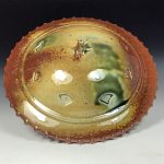 Handmade stoneware art abstract ceramic sculptures pottery decoration UFO - Red wheel thrown enclosed form altered sculpture - item 3823 - Image 2