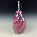 Handmade Ceramic Olive Oil Dispenser: Purple Red Twisty Stoneware Cruet - item 3741