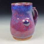 Handmade Stoneware Coffee Mug: Purple Red Glaze, Bamboo Slip Bump - item 3761 - Image 3