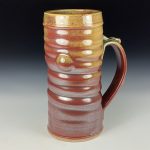 Large Handmade Stoneware Coffee Mug: Purple Red Glaze, Bamboo Wiggle - item 3728 - Image 3
