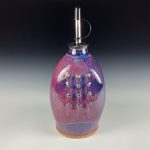 Handmade Ceramic Olive Oil Dispenser: Purple Red Dotted Stoneware Cruet - item 3842 - Image 3