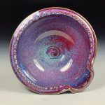 Handmade Ceramic Stoneware Spiral Deep Spoon Rest - Purple Red Glaze with Dotted Rim - item 3871 - Image 2