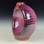 Handmade ceramic stoneware pottery dinnerware bottle - red purple pink sculpture 3674 - Image 3