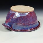 Handmade Ceramic Stoneware Spiral Deep Spoon Rest - Purple Red Glaze with Dotted Rim -  item 3866 - Image 3