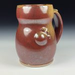 Handmade Ceramic Coffee Mug: Iron Red with White Ash Bamboo Slip Bump Stoneware Pottery - item 3787 - Image 3