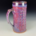 Big Handmade Stoneware Coffee Mug: Purple Red Glaze, Slip Dotted Bump Pottery Tea Mug  - item 3725