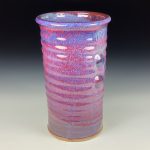 Handmade Stoneware Utensil Holder: Red Glaze Wiggle Bump Pottery Vase - item 3809 - Image 3