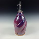 Handmade Ceramic Olive Oil Dispenser: Deep Dark Purple Twisty Stoneware Cruet - item 3841