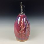 Handmade Ceramic Olive Oil Dispenser: Purple Red Dotted Stoneware Cruet - item 3754