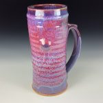 Big Handmade Stoneware Coffee Mug: Purple Red Glaze, Slip Dotted Wiggle Bump Pottery Tea Mug - item 3719 - Image 3