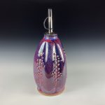 Handmade Ceramic Olive Oil Dispenser: Purple Red Dotted Stoneware Cruet - item 3843