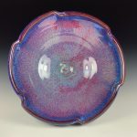 Handmade ceramic artisanal pottery bowls dinnerware stoneware serving bowls centerpiece - Medium purple scalloped rim serving bowl 3832