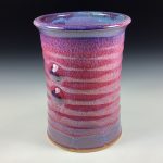 Handmade Stoneware Utensil Holder: Red Glaze Wiggle Bump Pottery Vase- item 3838 - Image 3