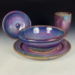 Handmade ceramic artisanal pottery dinnerware stoneware single plate setting - Purple item 3892 - Image 2