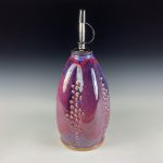 Handmade Ceramic Olive Oil Dispenser: Purple Red Dotted Stoneware Cruet - item 3843 - Image 2