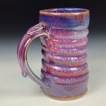 Handmade Stoneware Coffee Mug: Purple Red Glazed with Wiggle Ceramic Pottery - item 3856
